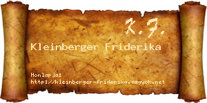 Kleinberger Friderika névjegykártya